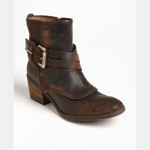 Donald J. Pliner Diem Buckle Western Couture  distressed Leather Boots Zip 6.5